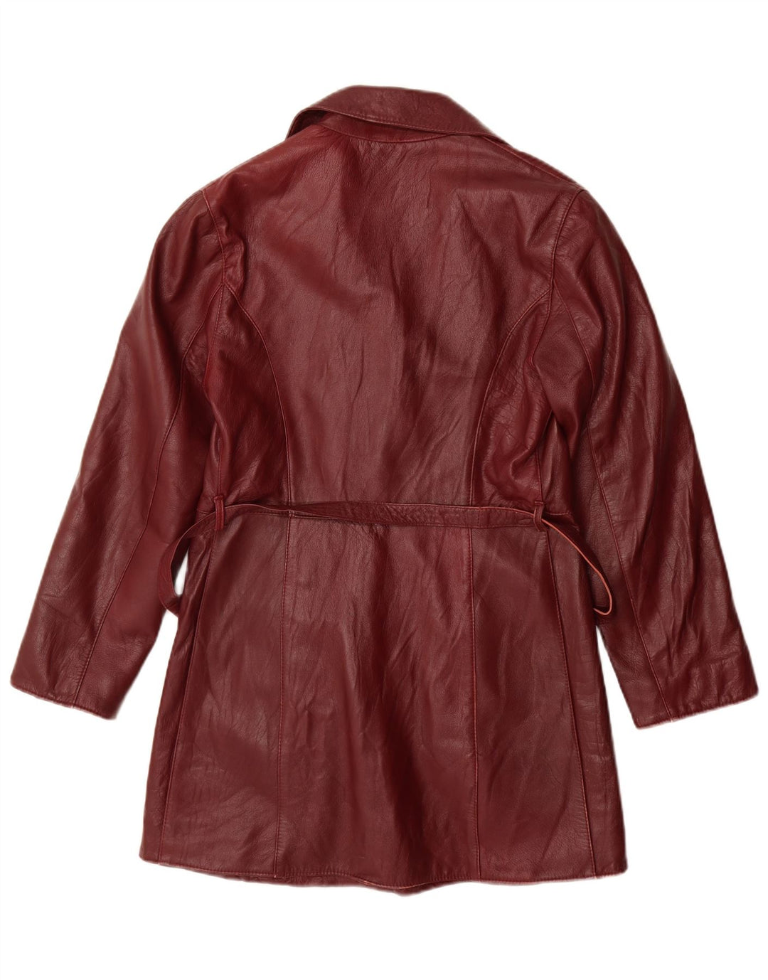 NEW COLLECTION Womens Leather Coat IT 42 Medium Maroon Leather