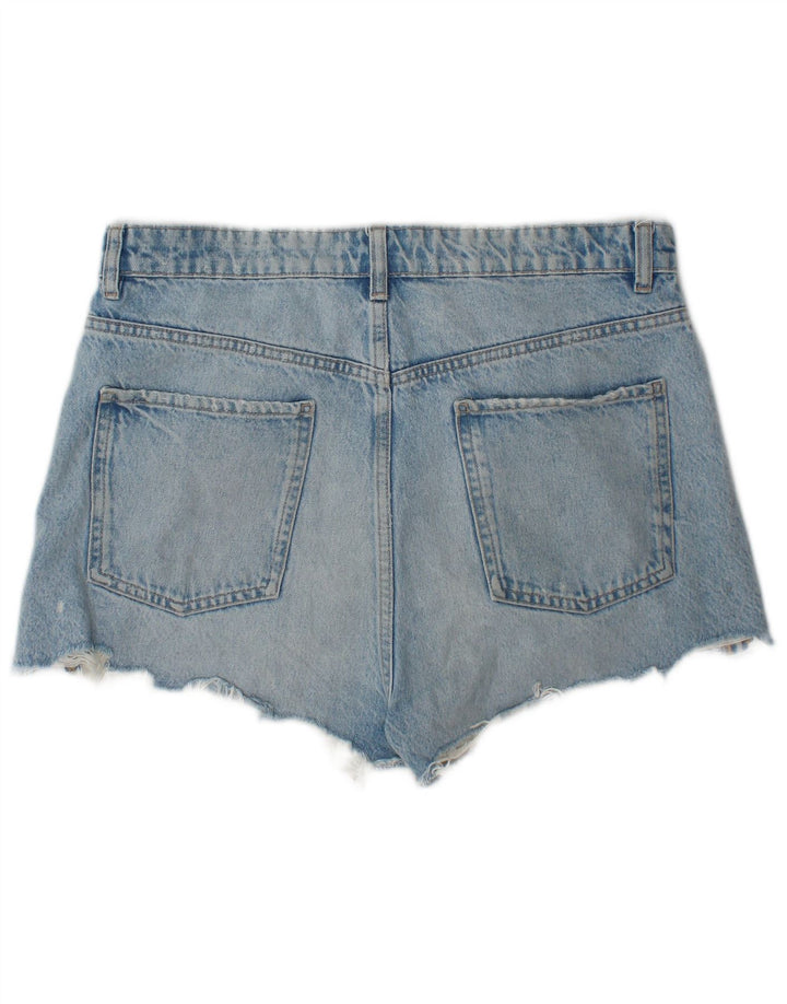 Zara Womens Distressed Denim Shorts EU 44 XL W34 Blue