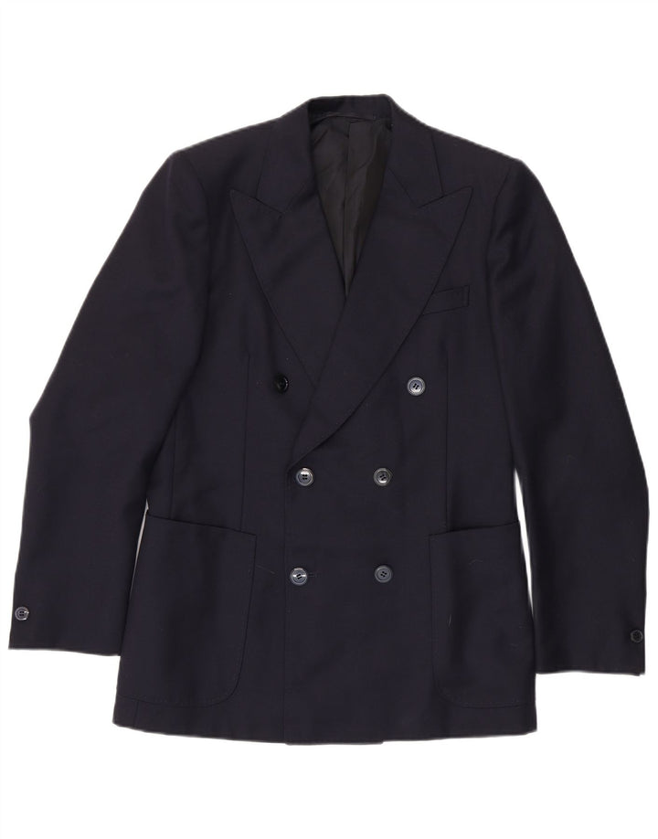 Vintage Mens Double Breasted Blazer Jacket IT 48 Medium Navy Blue