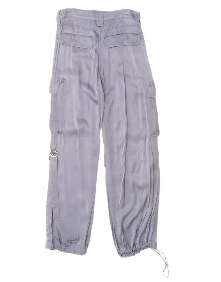 ZARA Womens Straight Cargo Trousers XS W24 L30 Blue Viscose
