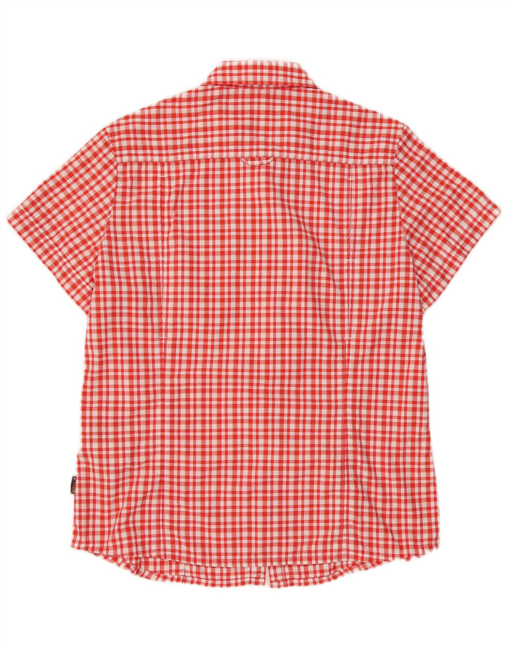 Jack Wolfskin Womens Short Sleeve Shirt UK 16 Large Red Check Polyamide