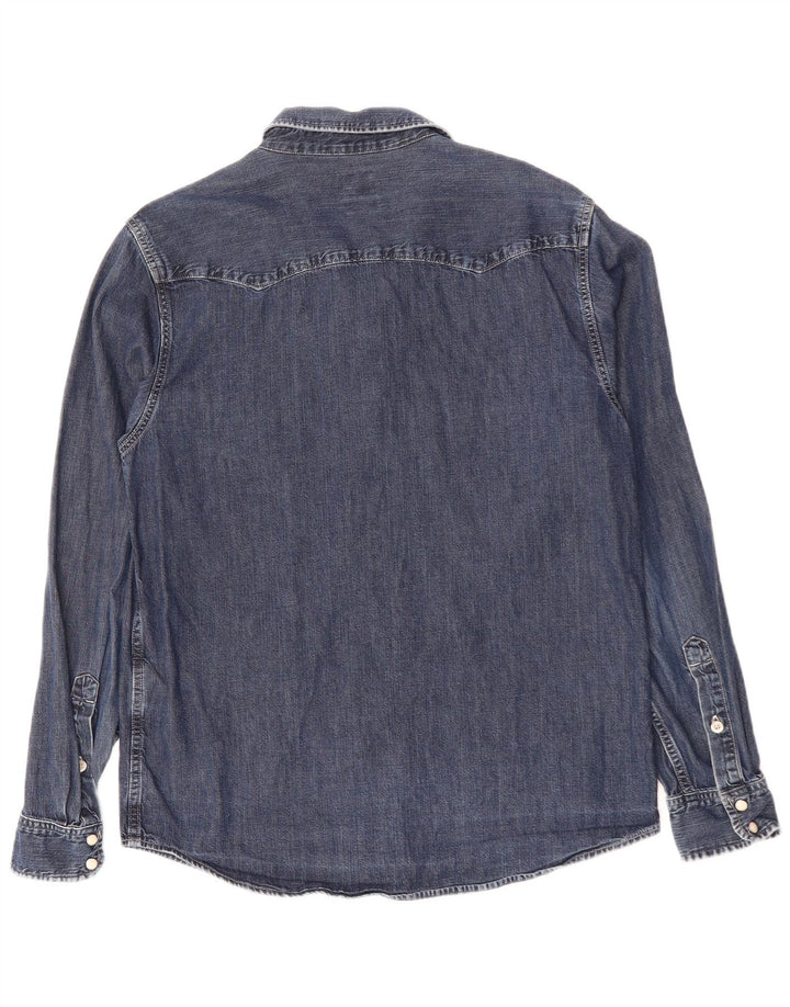 LEE Mens Denim Shirt Large Navy Blue Cotton
