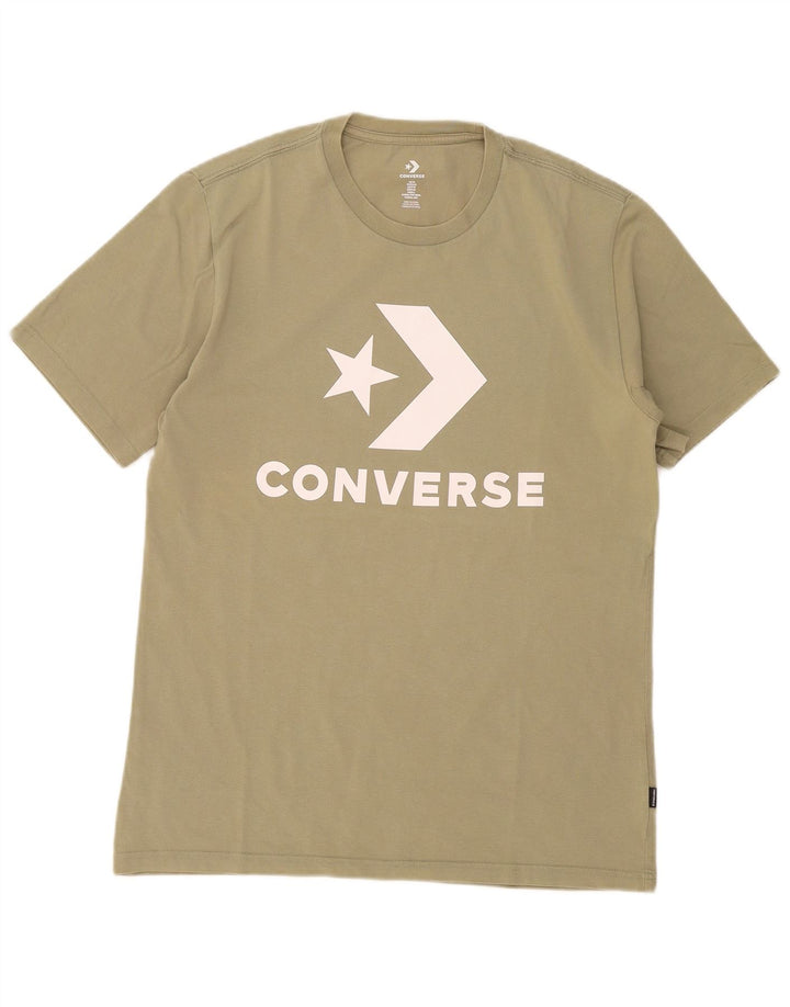 Converse Mens Graphic T-Shirt Top Medium Khaki Cotton