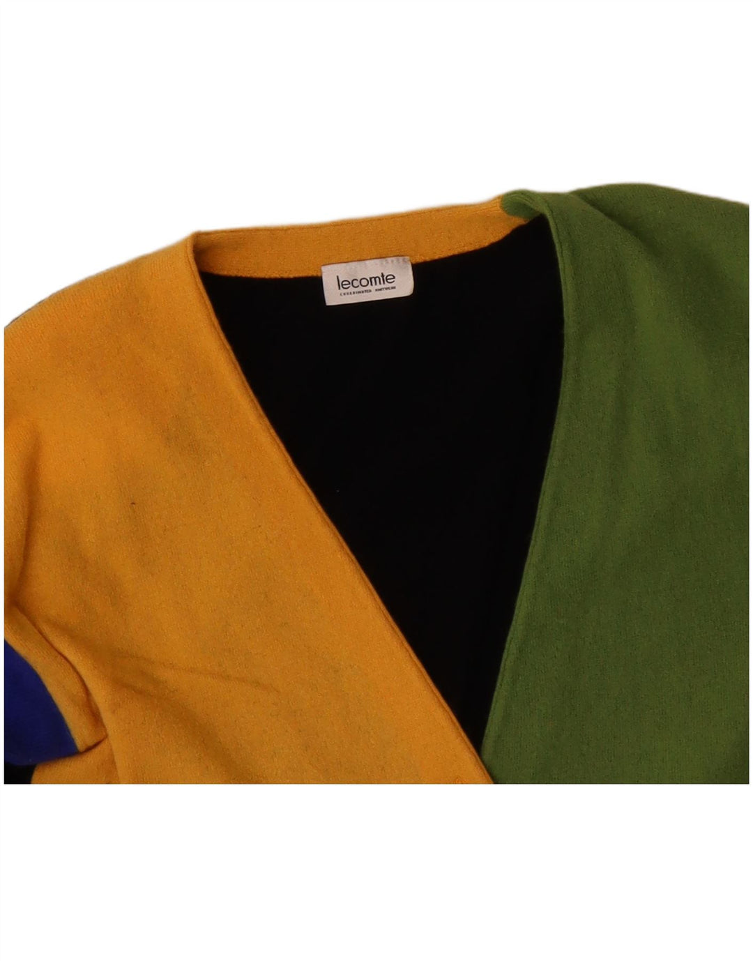LECOMTE Womens Cardigan Sweater UK 16 Large Multicoloured Colourblock Wool