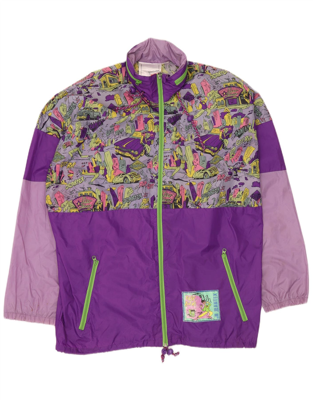 J JEANTEX Mens Loose Fit Rain Jacket UK 40 Large Purple Colourblock