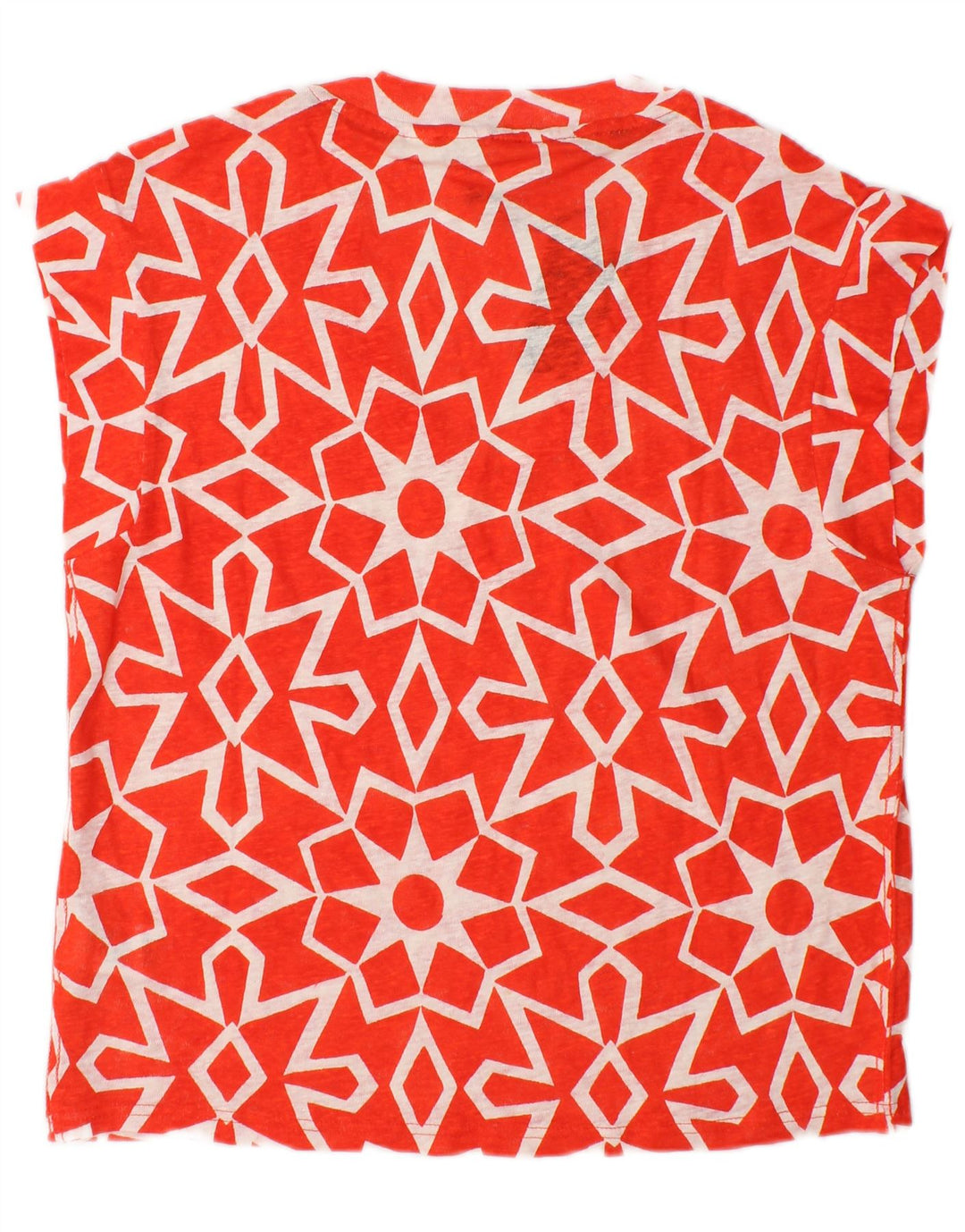 White Stuff Womens Blouse Top UK 12 Medium Red Geometric Linen