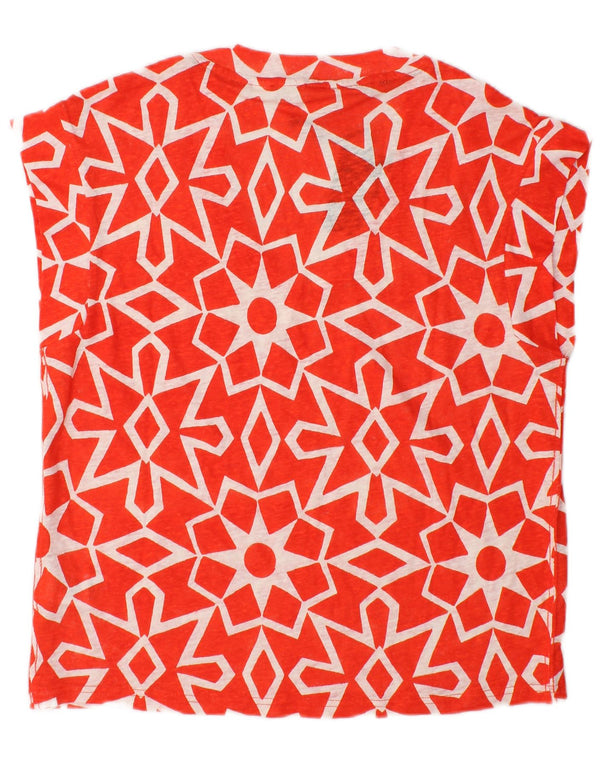 White Stuff Womens Blouse Top UK 12 Medium Red Geometric Linen