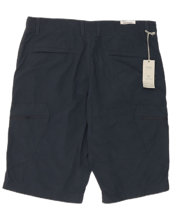 Marks & Spencer Mens Cargo Trousers W34 Large Navy Blue Cotton