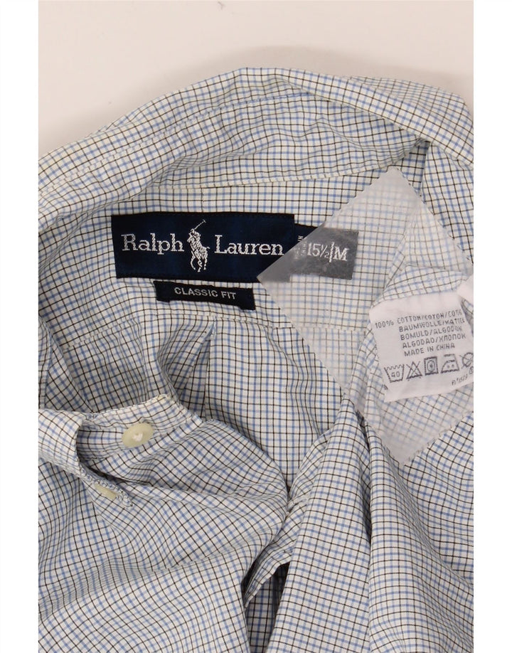 RALPH LAUREN Mens Shirt Size 15 1/2 Medium Blue Gingham Cotton