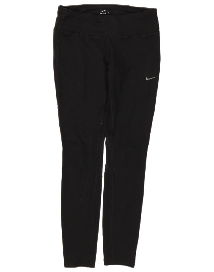 NIKE Womens Dri Fit Leggings UK 10 Small  Black Polyester