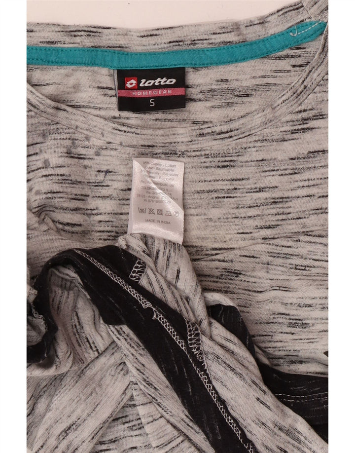 LOTTO Womens Oversized Graphic Top Long Sleeve UK 10 Small Grey Flecked
