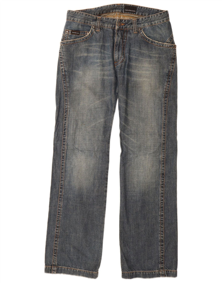 CALVIN KLEIN Womens Straight Jeans W32 L34 Blue Cotton