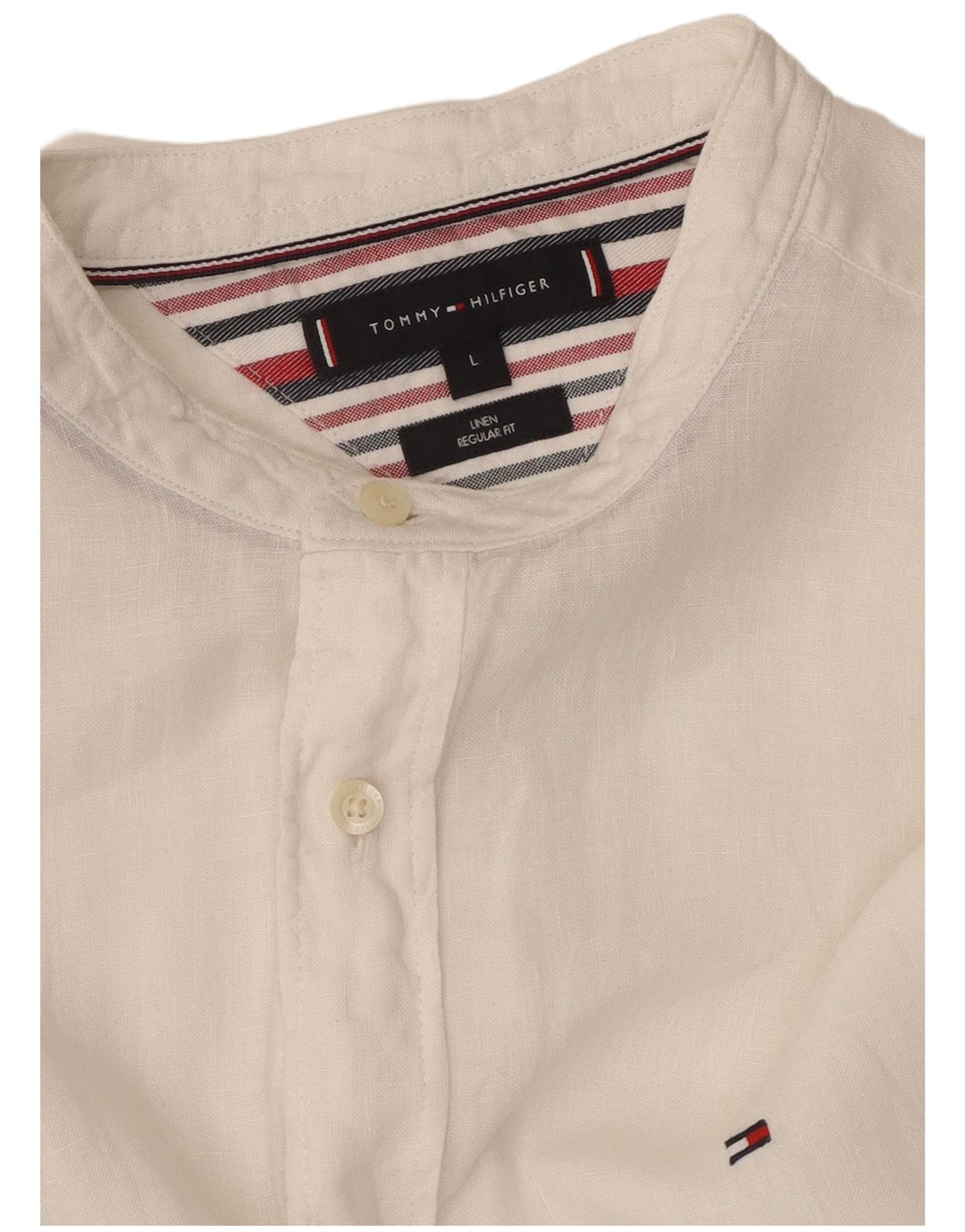 TOMMY HILFIGER Mens Regular Fit Shirt Large White Linen