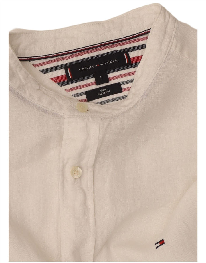 TOMMY HILFIGER Mens Regular Fit Shirt Large White Linen
