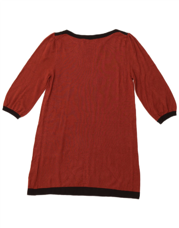 MARKS & SPENCER Womens 3/4 Sleeve Tunic Top UK 12 Medium Brown Colourblock