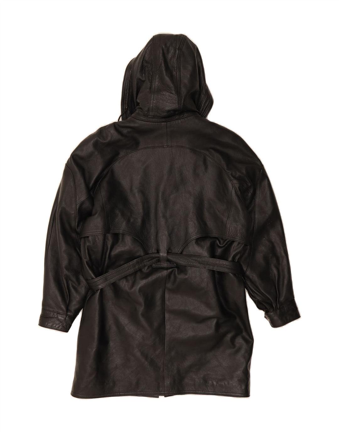 VINTAGE Womens Hooded Leather Coat US 4 Small Black Leather Vintage Vintage and Second-Hand Vintage from Messina Hembry 
