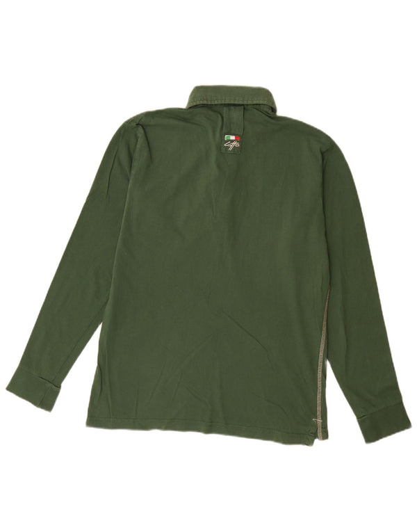 LOTTO Mens Long Sleeve Polo Shirt Small Green Colourblock