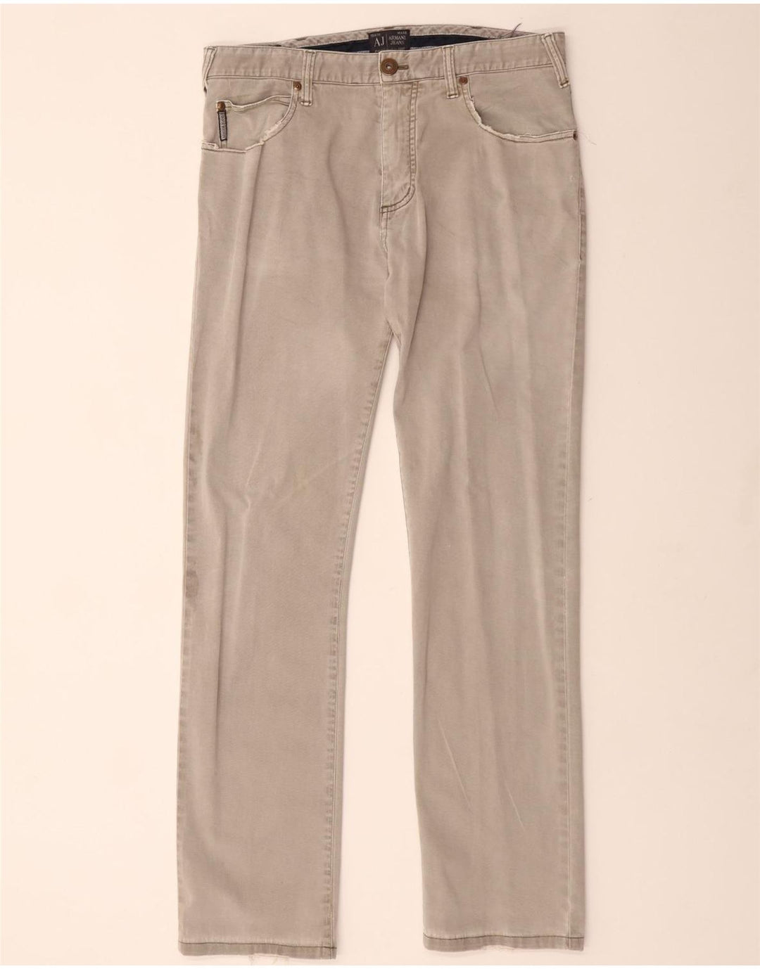 ARMANI Mens Straight Casual Trousers W32 L30 Grey Cotton