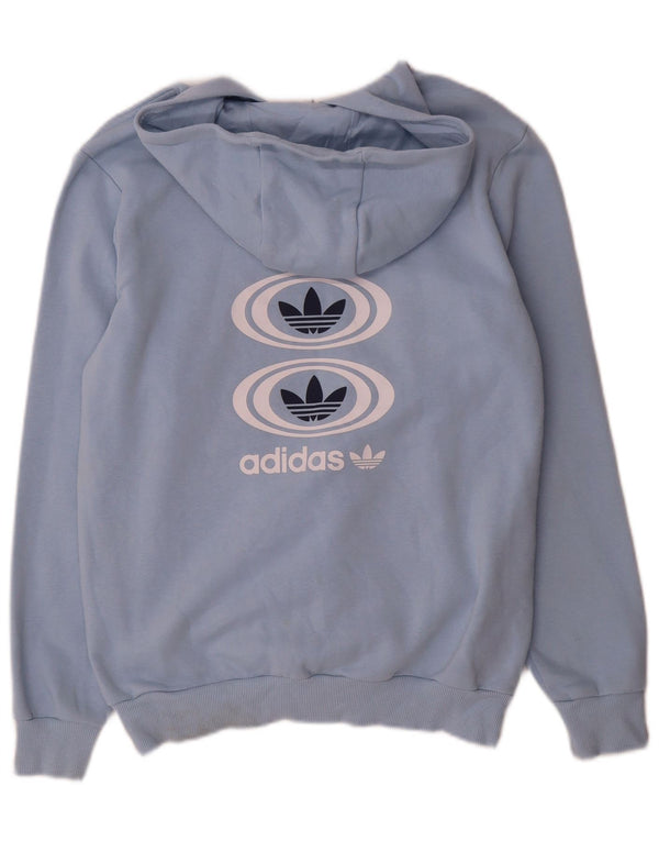 Adidas Boys Graphic Hoodie Jumper 13-14 Years Blue Cotton
