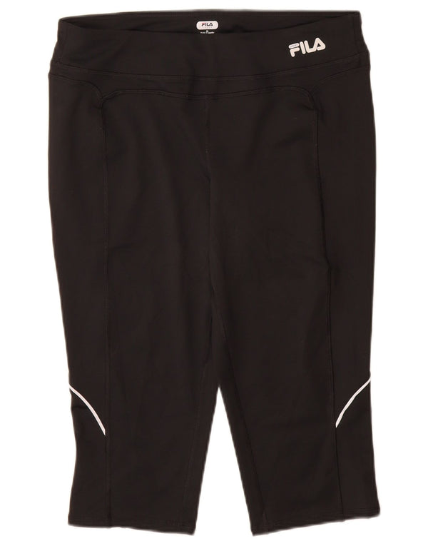 FILA Womens Capri Leggings UK 14 Medium  Black Polyester