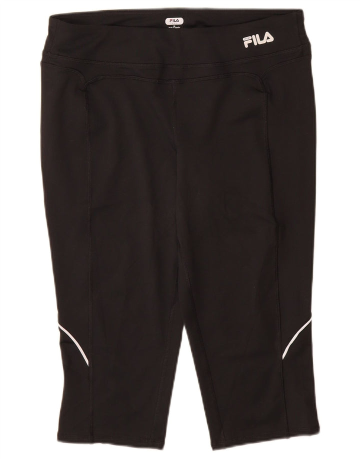 FILA Womens Capri Leggings UK 14 Medium  Black Polyester