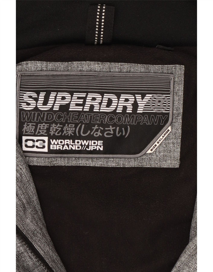 SUPERDRY Womens Hooded Windbreaker Jacket UK 20 2XL Grey Colourblock
