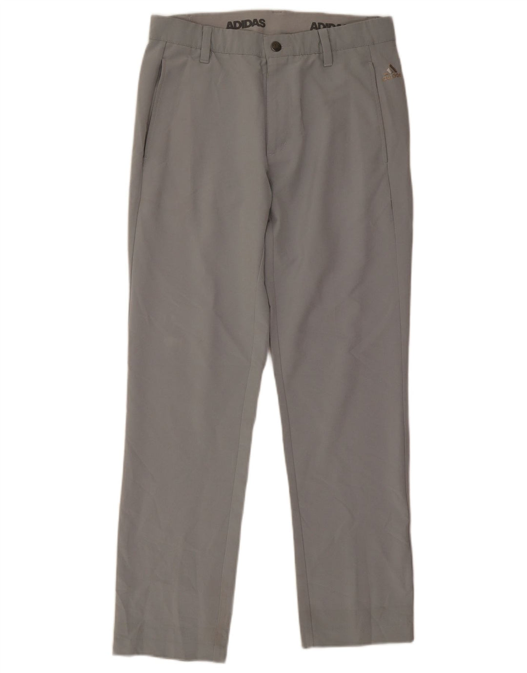 Adidas Mens Straight Chino Trousers W30 L28 Grey Polyester