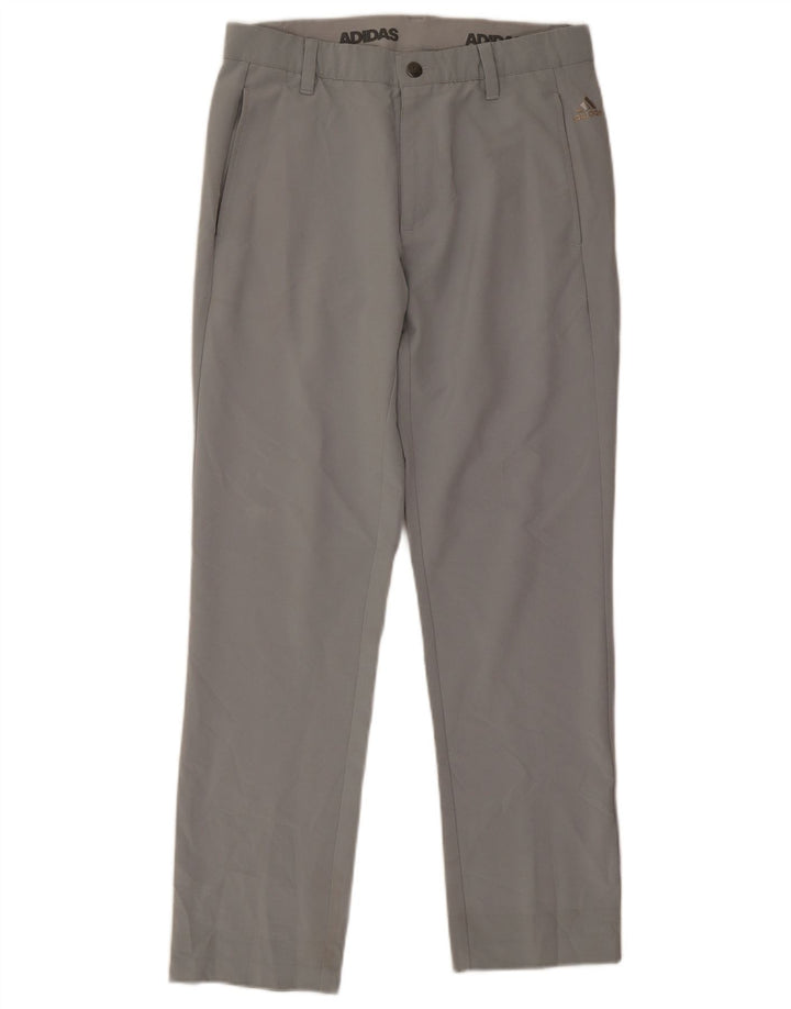Adidas Mens Straight Chino Trousers W30 L28 Grey Polyester