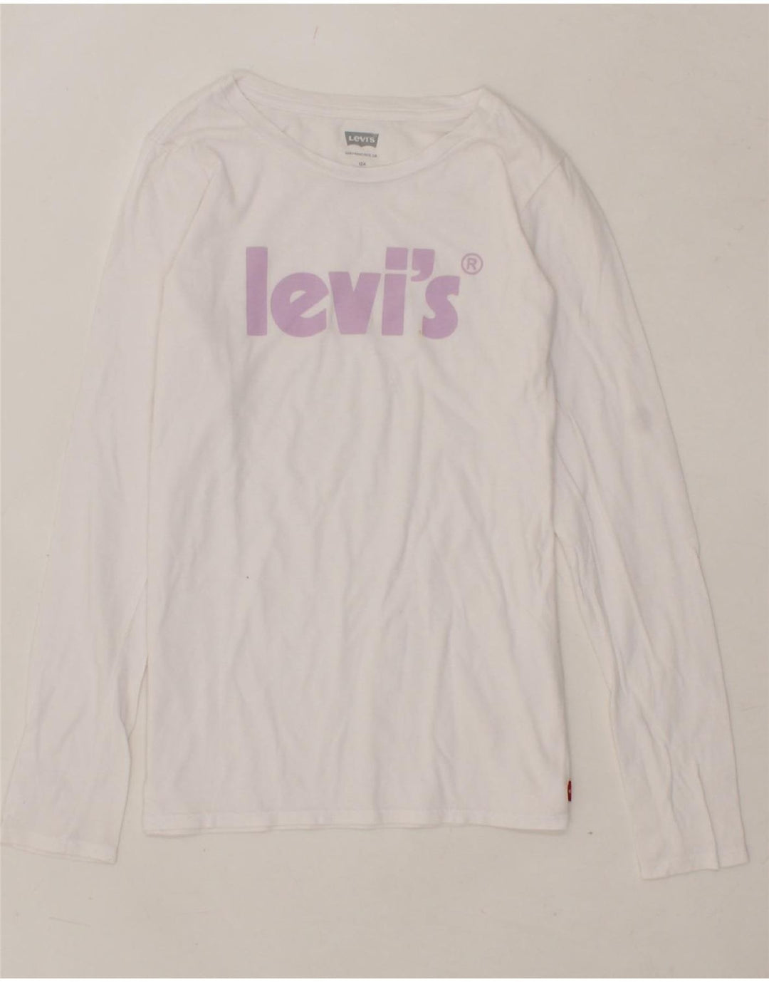 LEVI'S Girls Graphic Top Long Sleeve 11-12 Years White Vintage Levi's and Second-Hand Levi's from Messina Hembry 