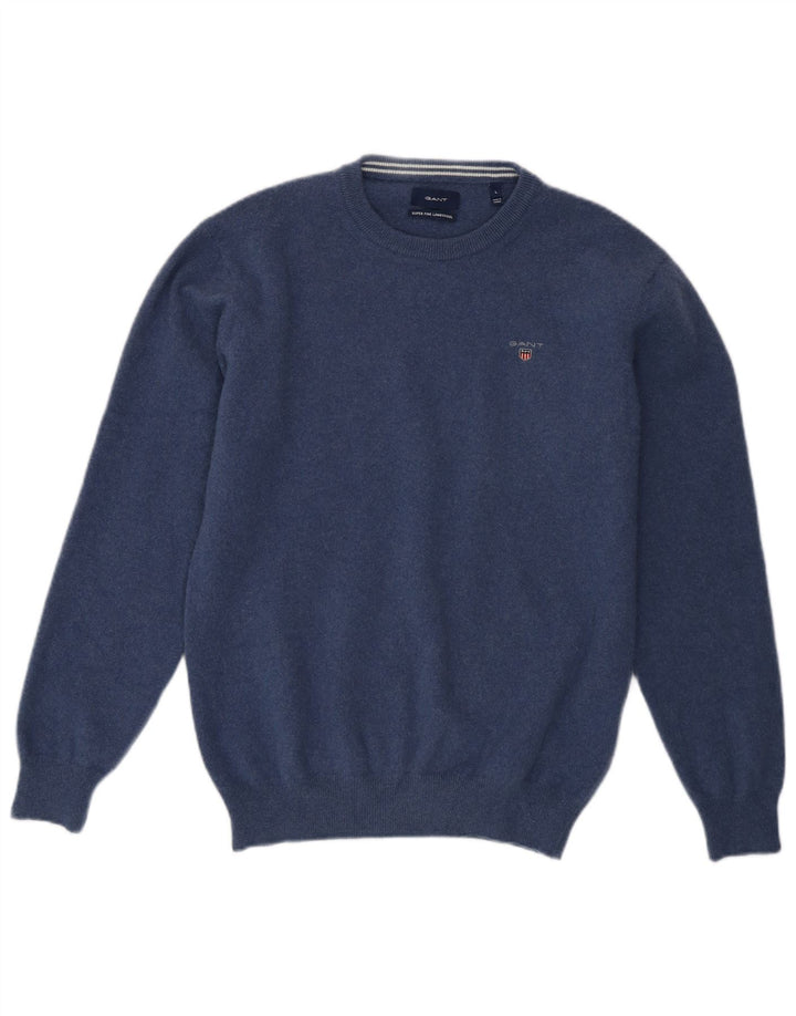GANT Boys Crew Neck Jumper Sweater 15-16 Years Large  Navy Blue Lambswool