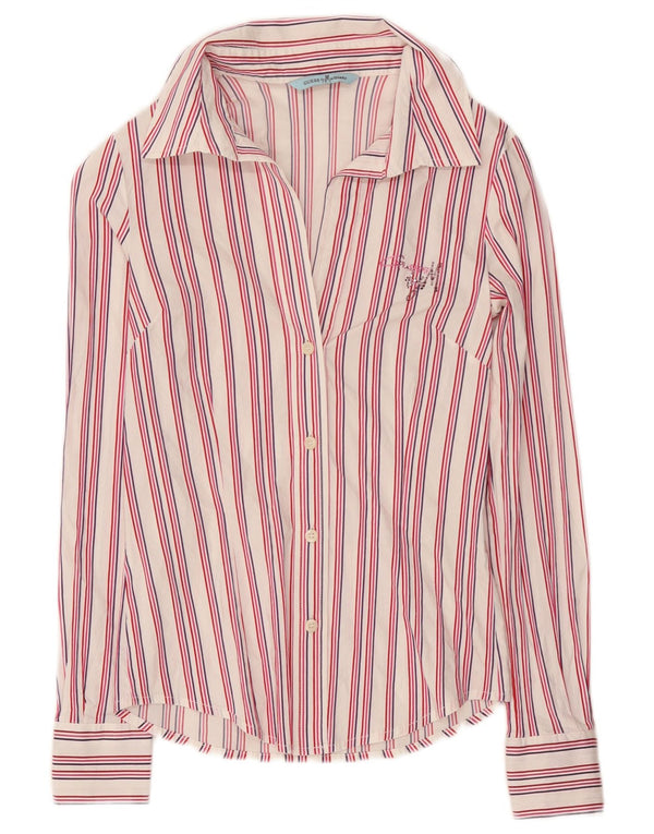 Guess By Marciano Womens Shirt EU 40 Medium Pink Striped Cotton