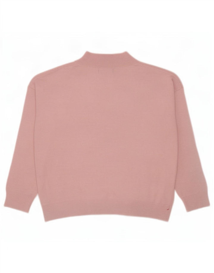 Marks & Spencer Womens Oversized V-Neck Jumper Sweater UK 14 Medium Pink