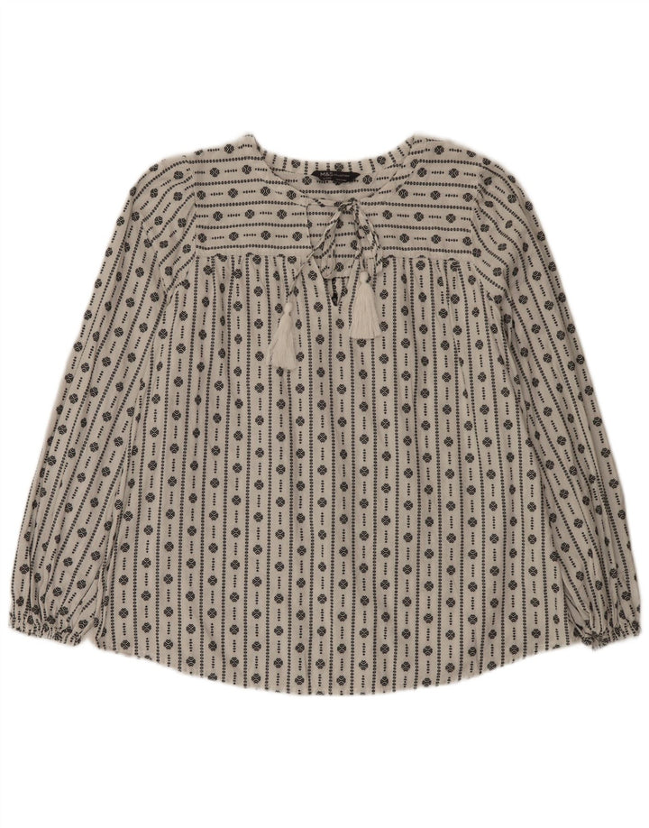 Marks & Spencer Womens Blouse Top UK 16 Large White Geometric Cotton
