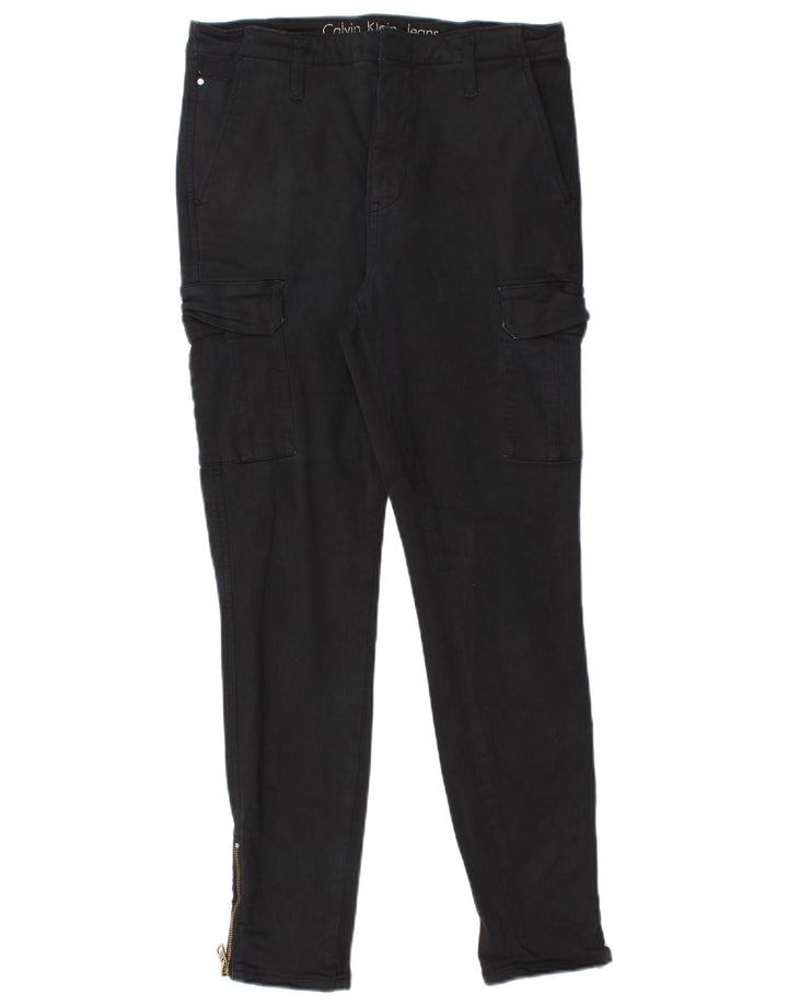 Calvin Klein Womens Slim Cargo Trousers W31 L27 Black Cotton