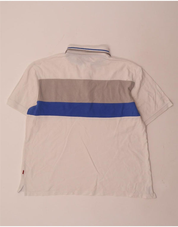 Pierre Cardin Mens Polo Shirt Large White Colourblock Cotton