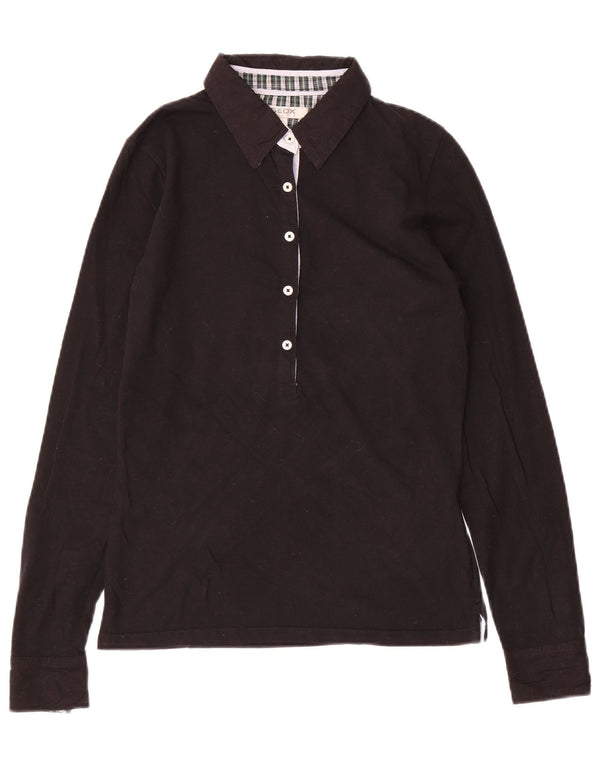Geox Womens Respira Long Sleeve Polo Shirt UK 10 Small Black Cotton