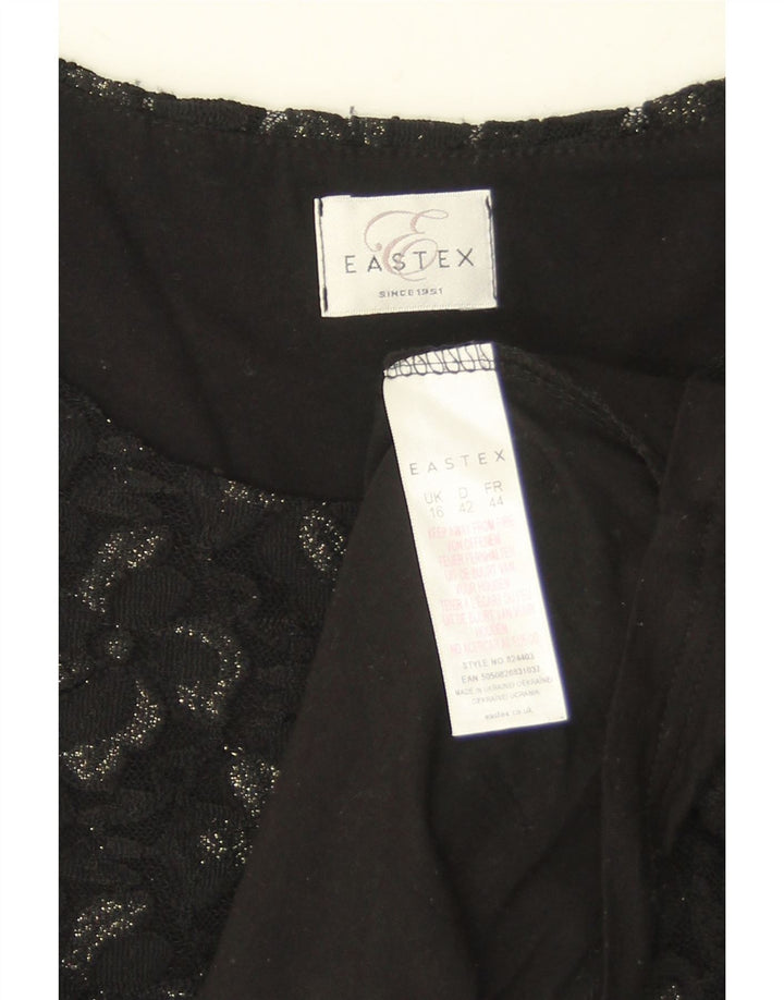 Eastex Womens Blouse Top UK 16 Large Black Floral Polyamide