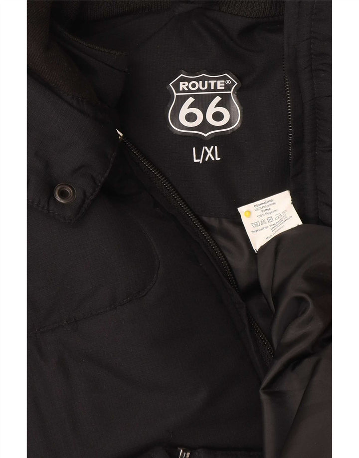 Route 66 Mens Hooded Padded Jacket UK 40 Large Black Polyamide