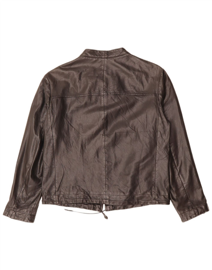 Rene Lezard Womens Leather Jacket UK 10 Small Black Leather