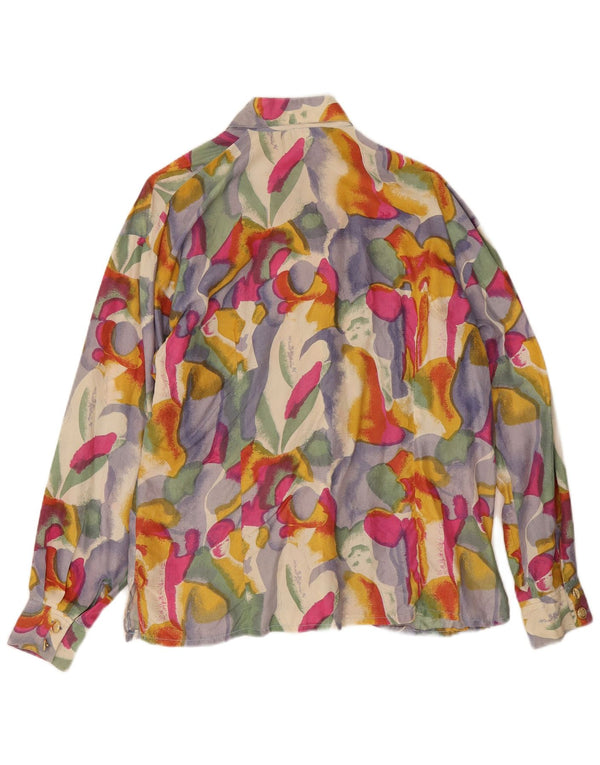 Egoiste Womens Abstract Pattern Shirt Blouse UK 14 Large Multicoloured Silk