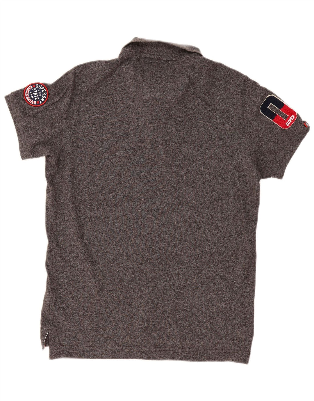 Superdry Mens Graphic Polo Shirt XL Grey Flecked Cotton