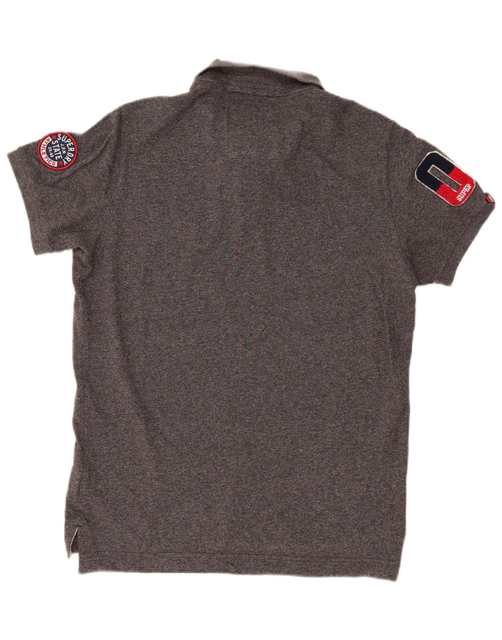 Superdry Mens Graphic Polo Shirt XL Grey Flecked Cotton