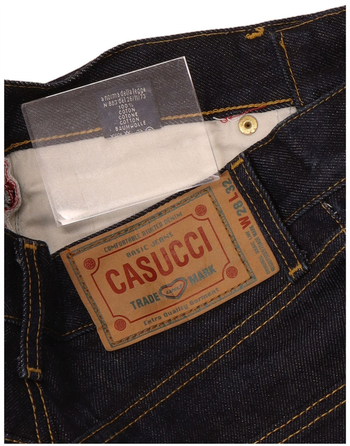 CASUCCI Mens High Waist Straight Jeans W28 L32 Navy Blue Cotton