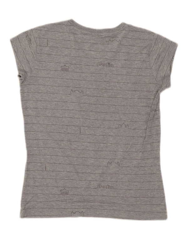 Nike Womens Graphic T-Shirt Top UK 14/16 Large Grey Striped