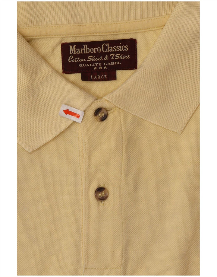 MARLBORO CLASSICS Mens Polo Shirt Large Yellow Cotton