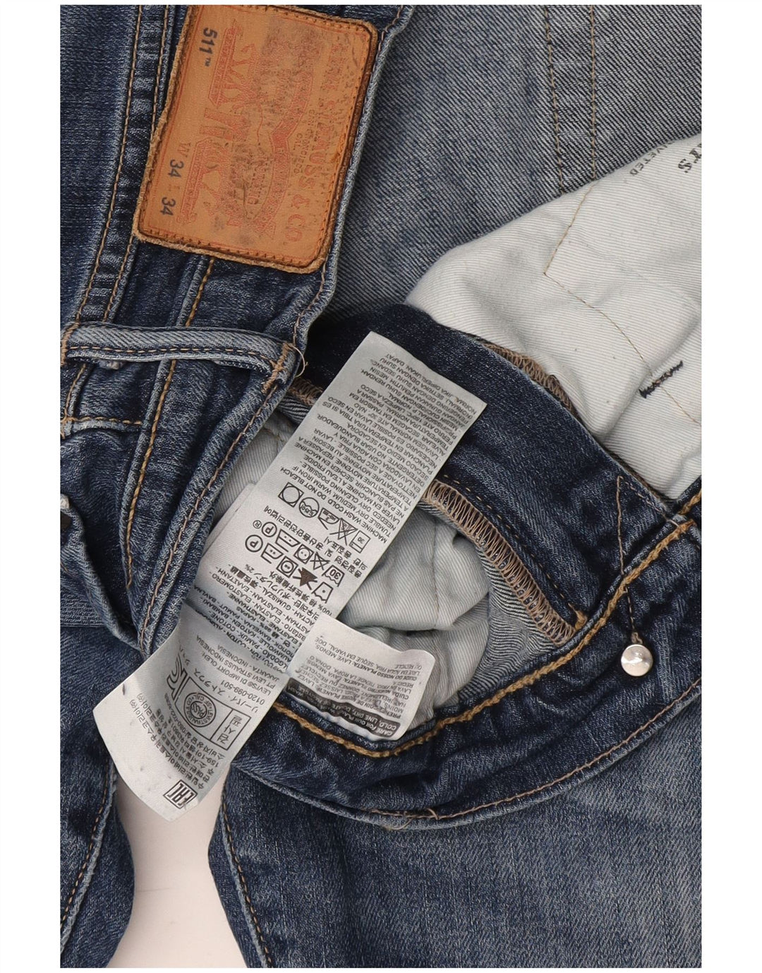 Levi's Mens 511 Slim Jeans W34 L28 Blue Cotton