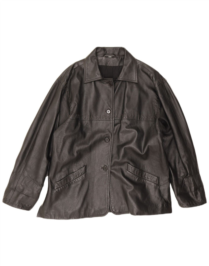 Conbipel Womens Oversized Leather Jacket IT 44 Medium Black Leather