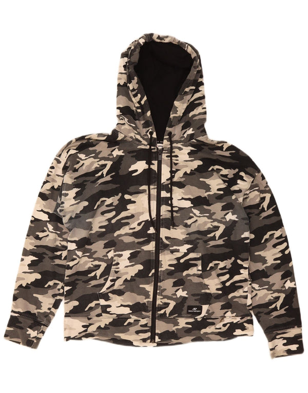 Dkny Womens Zip Hoodie Sweater UK 14 Medium Multicoloured Camouflage Cotton