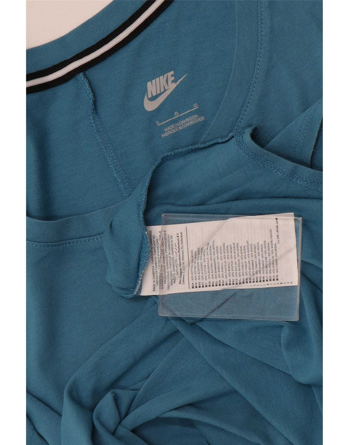 Nike Womens Oversized Graphic Vest Top UK 14 Large Blue Cotton