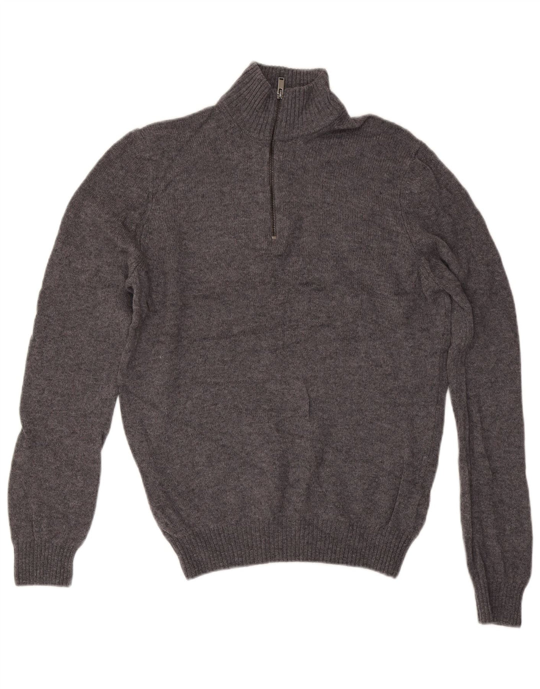 Marks & Spencer Mens Zip Neck Jumper Sweater Medium Grey Wool